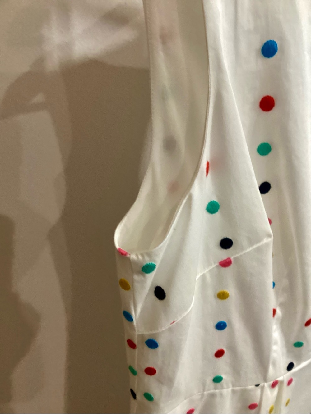 Boden White Cotton Multi-Color Embroidered Polka Dot Fit & Flare Dress Sz 6P - Picture 11 of 13